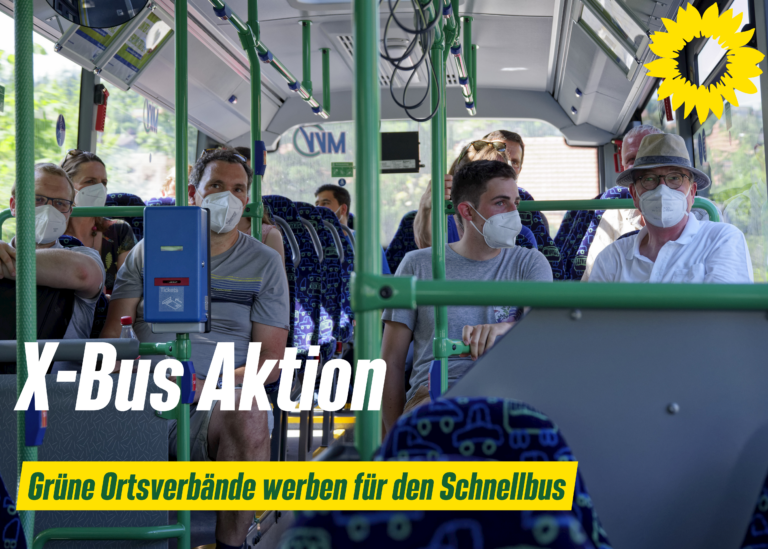 X-Bus Aktion – Grüne Ortsverbände werben für den Schnellbus