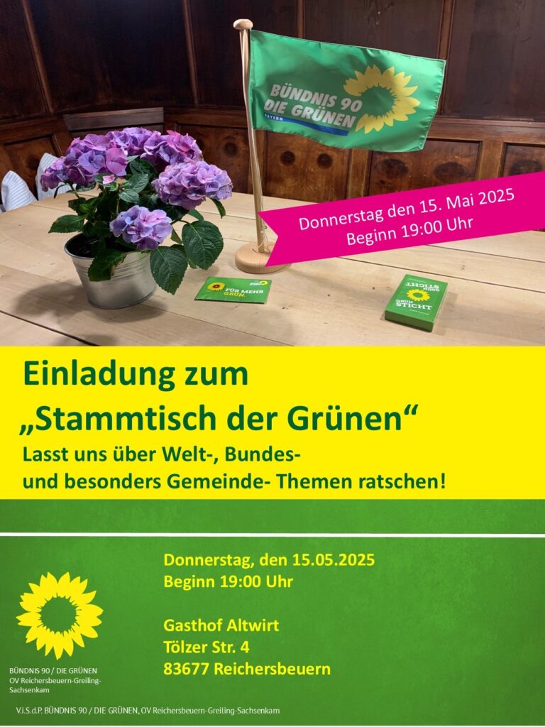🌻 Einladung zum Stammtisch der Grünen! 🌻
