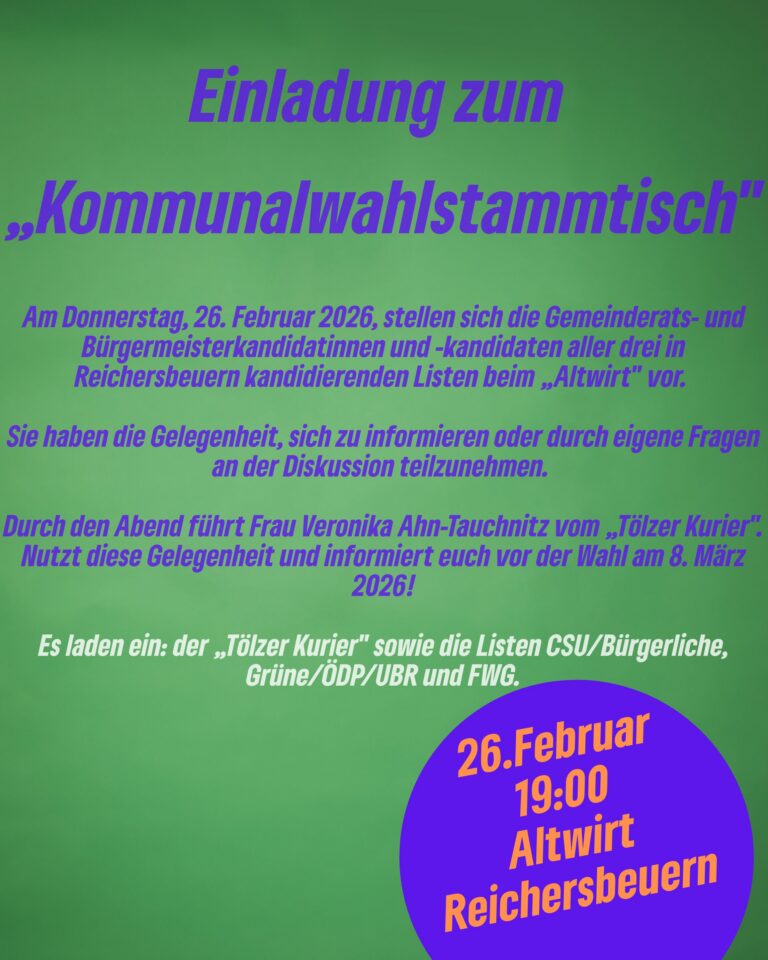 Reichersbeuern: Einladung zum „Kommunalwahlstammtisch“
