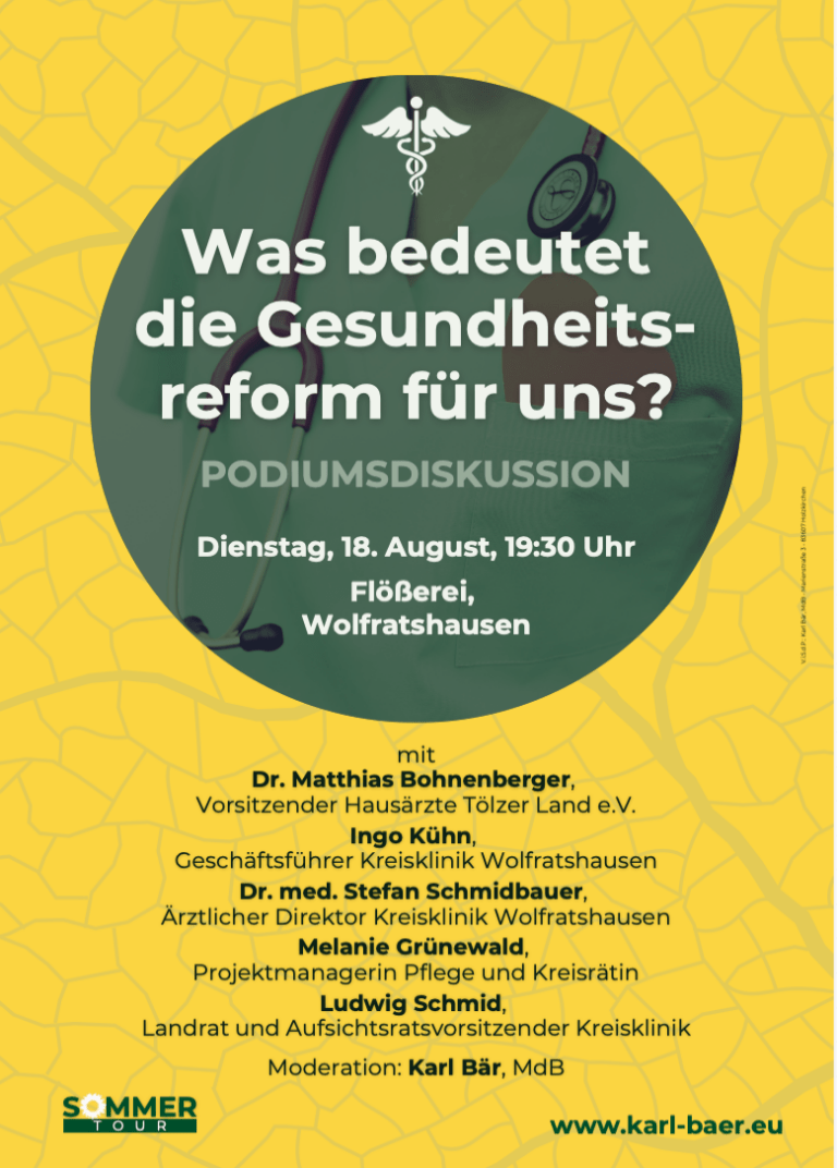 Sommertour: Podiumsdiskussion „Was bedeutet die Gesundheitsreform für uns?“