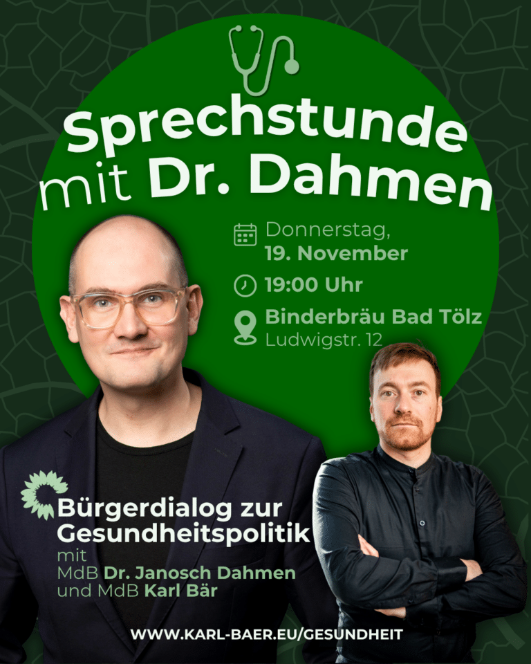 Einladung zum Bürgerdialog zur Gesundheitspolitik „Sprechstunde mit Dr. Dahmen & Karl Bär“